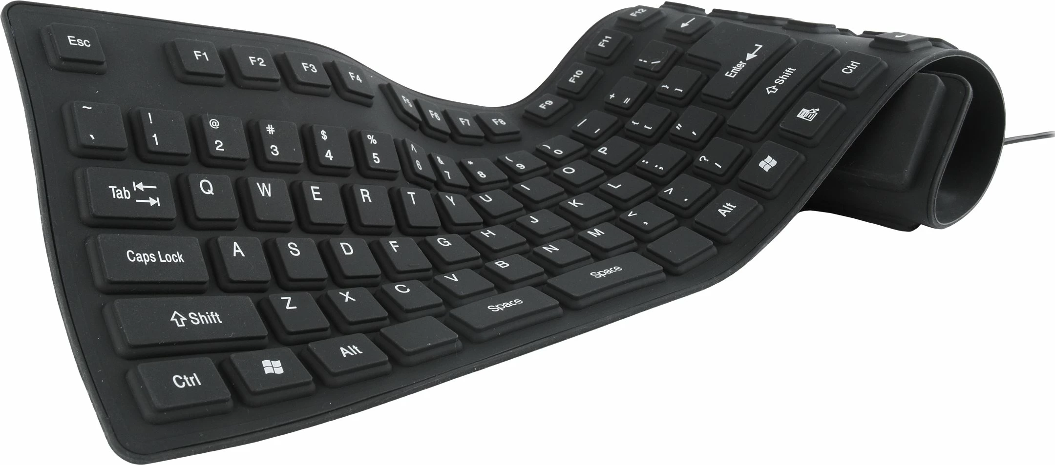 Tastierë fleksibile Gembird KB-109F-B, 109 taste, USB/PS2, e zezë