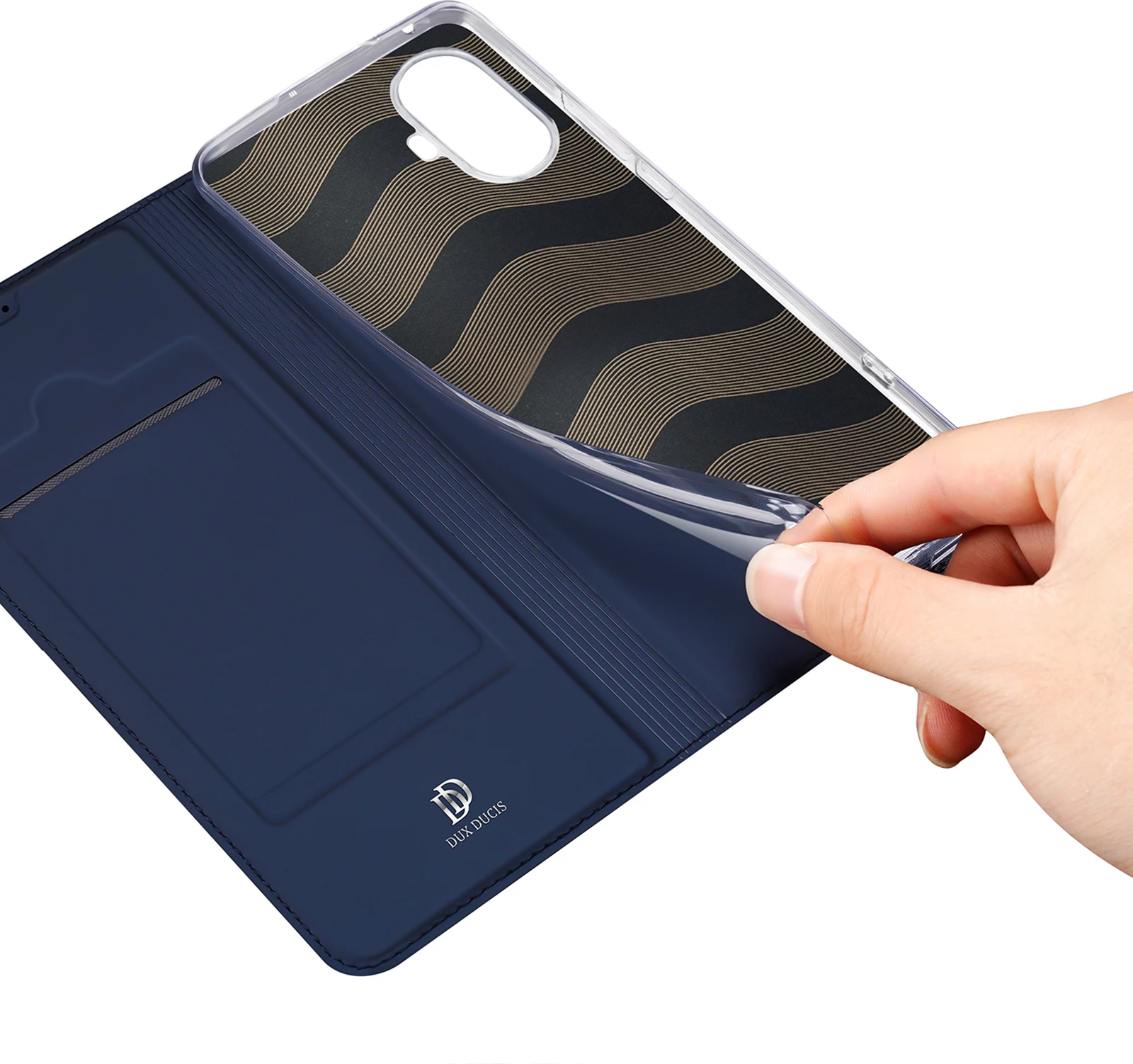 Mbështjellës Dux Ducis Skin Pro për Realme 10 Pro+, me kapak, xhep për kartela, qëndrim, kaltër