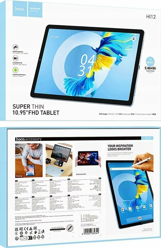 Tablet Hoco Hi12 10.95\" 4GB/64GB FullHD Android 14, blu