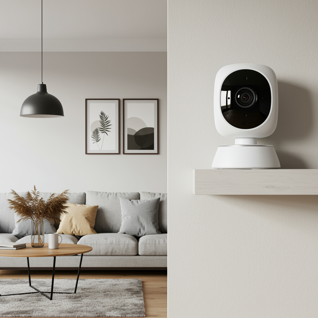 Modern-living-room-with-a-small-smart-home-securit