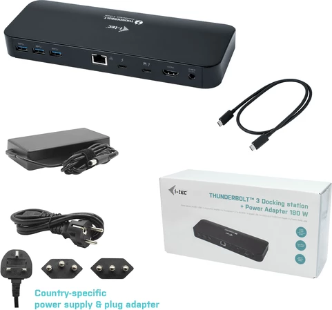 i-tec 2x Thunderbolt 3 5K Docking 60 W PSU (1 x Ethernet, 1 x HDMI, 1 x miniJack 3.5mm (microphone and headphones), 2 x Thunderbolt 3, 5 x USB 3.0, SD card reader)