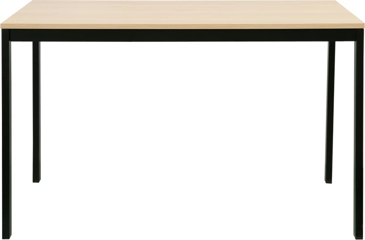Tavolinë zgjatëse Extento, ngjyrë natyrale, këmbë metalike të zeza, 120-180x74x75cm