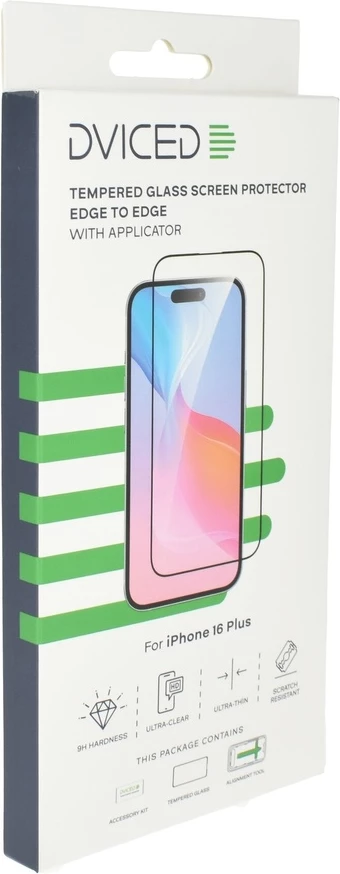 Dviced Tempered glass screen protector edge to edge for iPhone 16 Plus