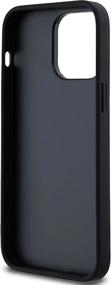 Mbështjellës DKNY Leather Checkered Mono Pattern & Printed Stripes për iPhone 14 Pro Max, i zi