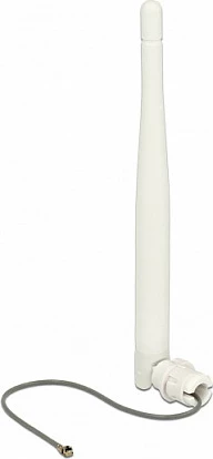 Antenë Wi‑Fi DeLOCK 802.11 b/g/n, I-PEX MHF I, 3 dBi, kabllo 12 cm, e bardhë