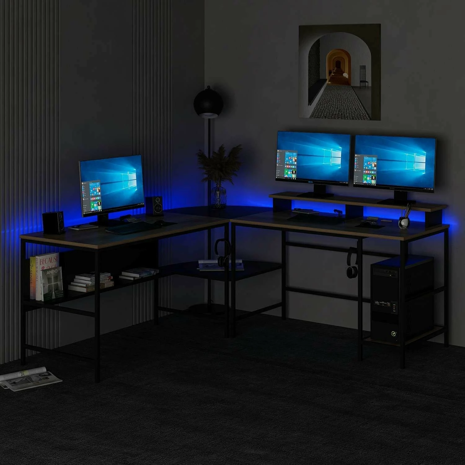 Tavolinë pune për studim, Skye Decor Greta RGB, dore, e zezë