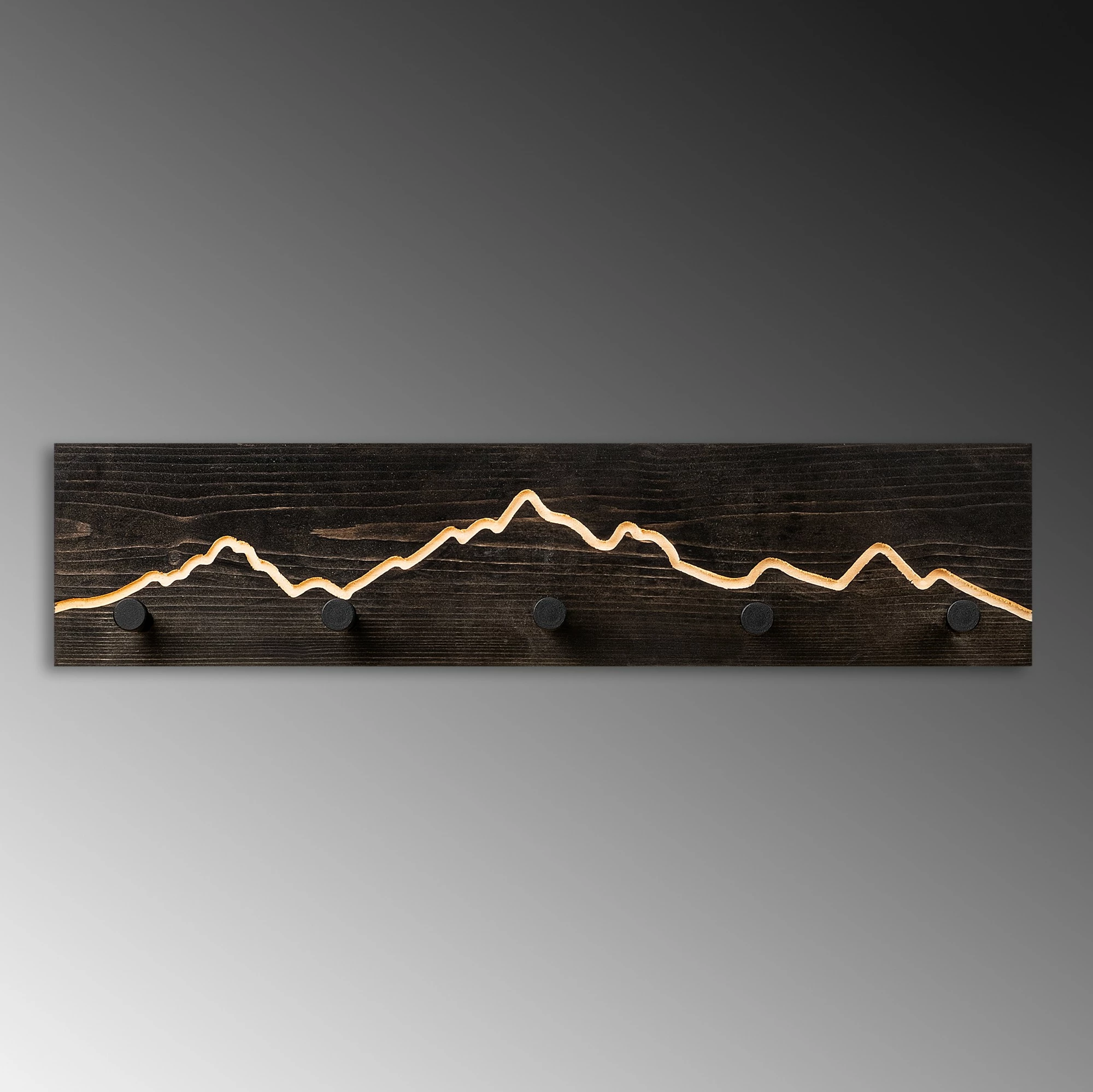 Varëse muri prej druri Wallity, Mountain 1, e zezë, 60x14x5cm