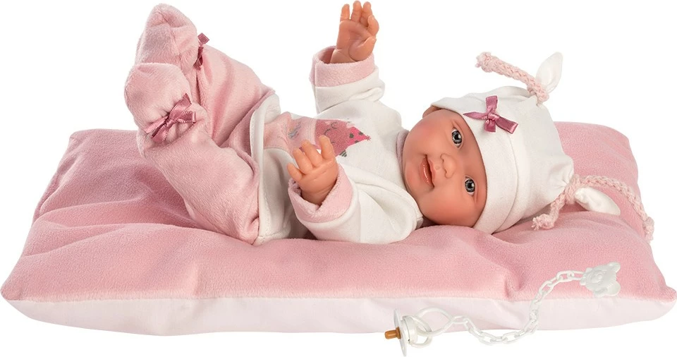 Kukull bebe Llorens Bebita 26 cm me jastëk, rozë