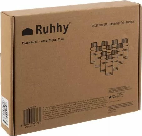 Set vajra esenciale për difuzor Ruhhy 21938, 10x15 ml, 10 aroma (paketë 10 copë)