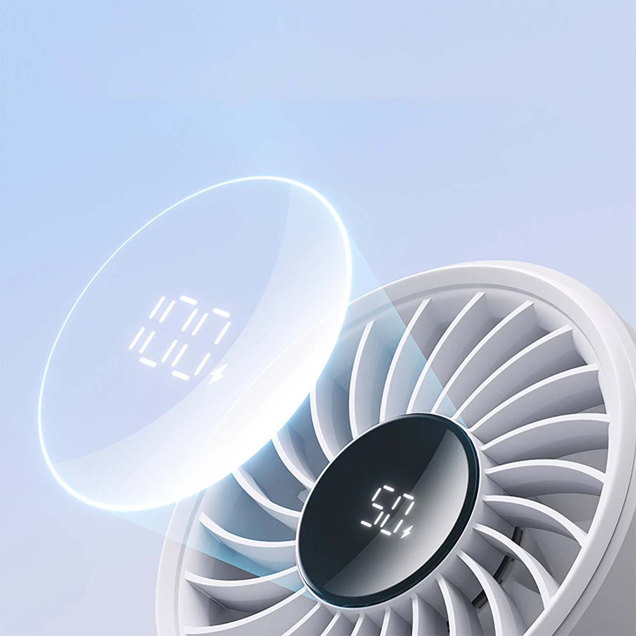 Ventilator dore Jisulife Life7 3600mAh USB-C 5 nivele, gri, set me kabllo USB-C dhe rrip