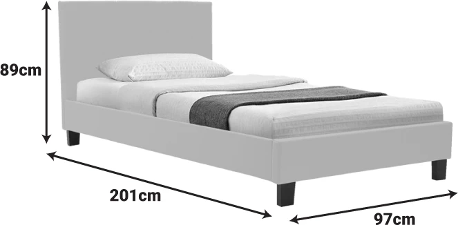 Krevat Nevil, ecru, këmbë të zeza, 90x190cm