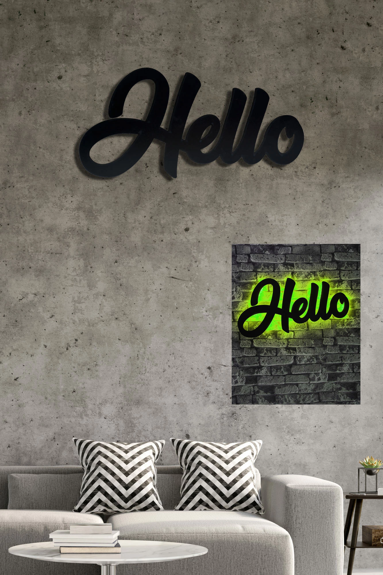 Dritë dekorative LED për mur, Wallity Hello, ngjyrë e gjelbër