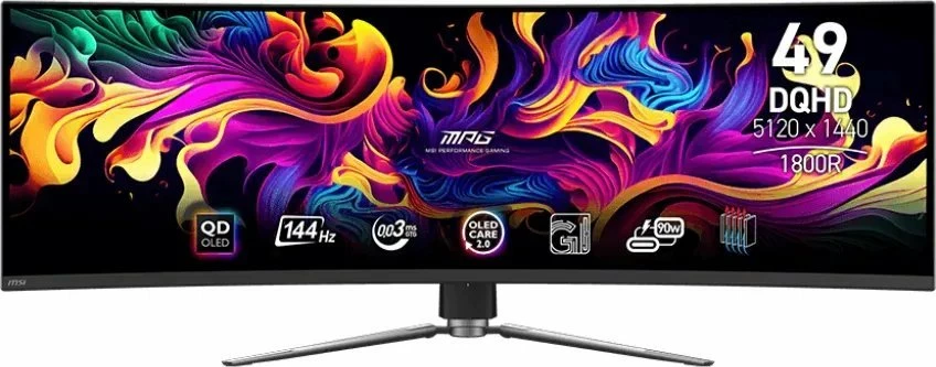 Monitor gaming MSI MPG 491CQP QD-OLED 49\" DQHD 5120x1440 144Hz i lakuar, i zi