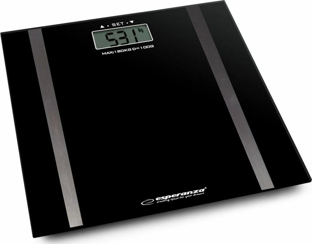 Peshore elektronike banjoje Esperanza Samba EBS018K, 180 kg, me analizë trupi dhe aplikacion, e zezë
