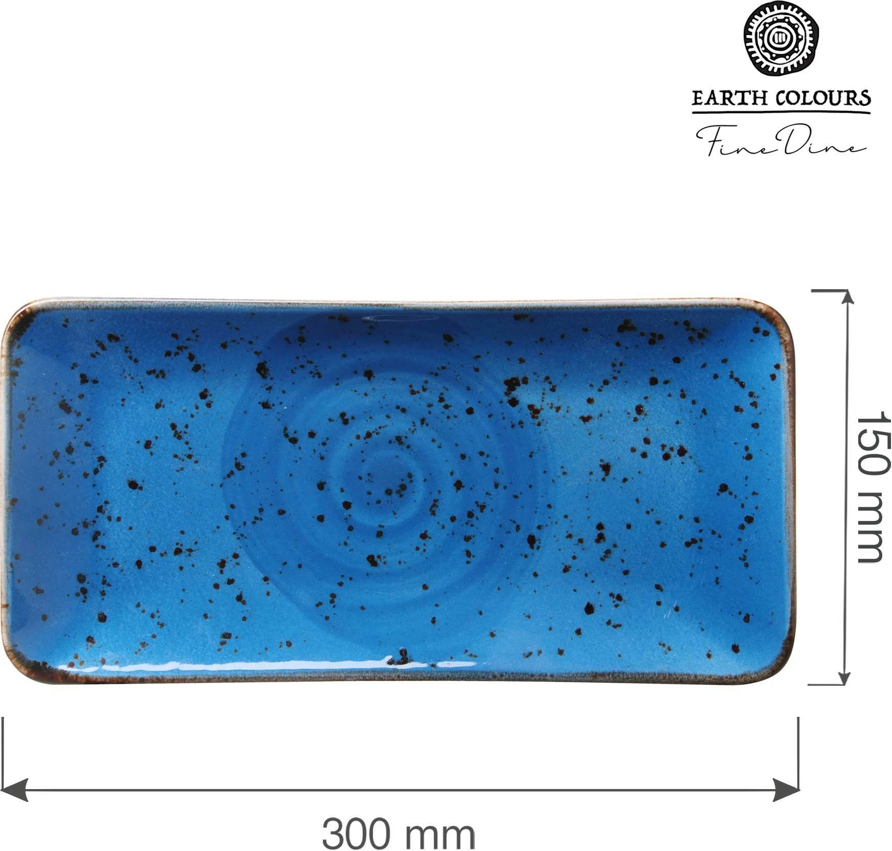 Pjatë drejtkëndore Fine Dine Iris 300x150mm, blu, set 6 copë