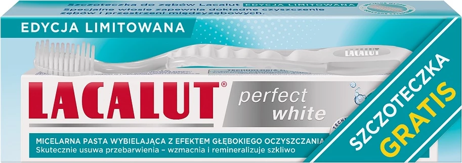 Pastë dhëmbësh Lacalut Perfect White unisex, 75ml + furçë dhëmbësh falas