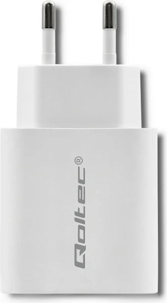 Karikues rrjeti Qoltec 51714, 18W, USB Type C PD & USB QC 3.0, Bardhë