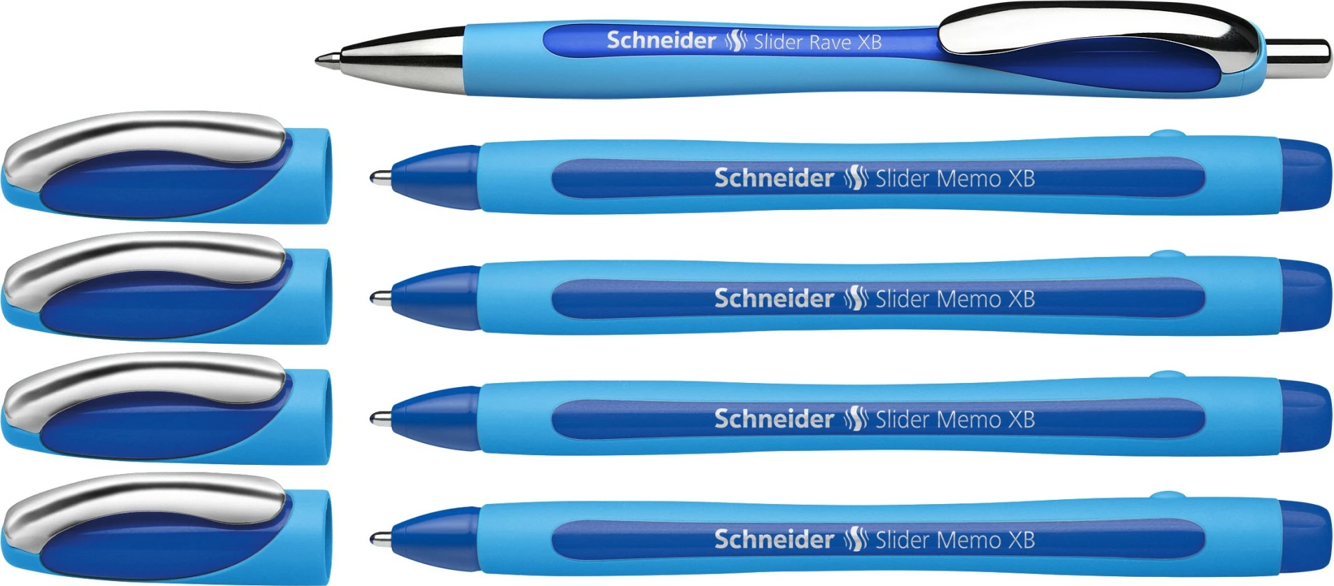 Set stilolapsa Schneider Slider Memo XB 4 copë + Slider Rave XB, blu