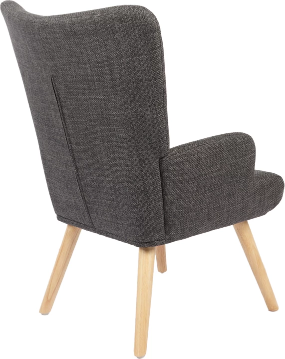 Fotelje Gerlina, material tekstili ngjyrë gri e errët, këmbë druri natyral, 71x64x94cm
