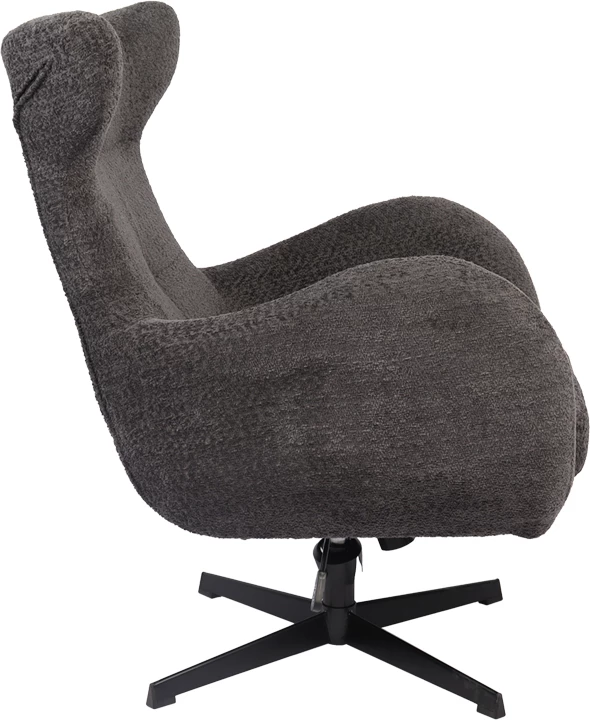 Fotel rrotullues Zefrina, material tekstili ngjyrë gri e errët, bazë metalike e zezë, 82x77x99cm