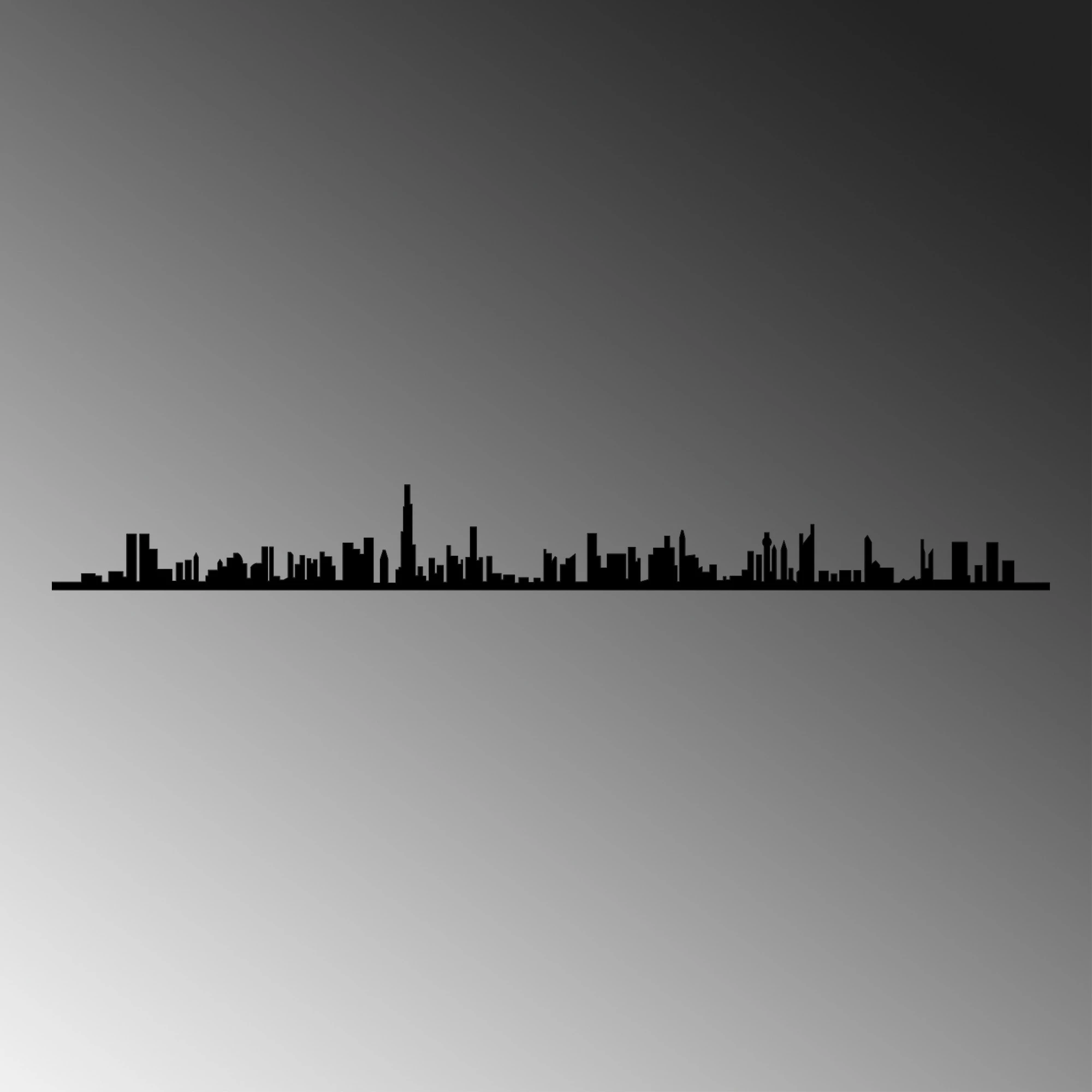 Aksesor dekorativ metalik për mur, Dubai Skyline, ngjyrë e zezë