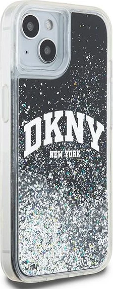 Mbështjellës DKNY Liquid Glitter Big Logo për iPhone 14/15/13, 6.1", i zi