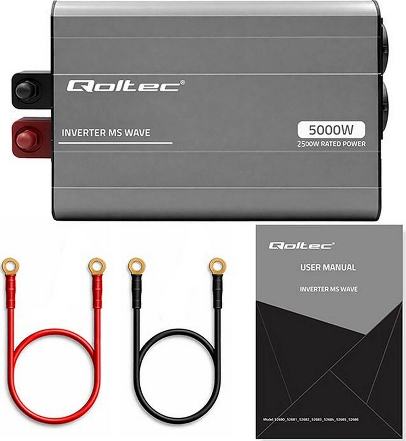 Inverter veture Qoltec MS Wave, 12V në 230V, 2500/5000W, USB, hiri