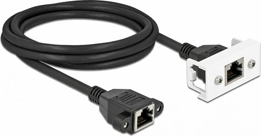 Kabllo rrjeti DeLOCK Easy 45 Cat6a S/FTP, 2m, RJ45 mashkull-në-femër, zi/bardhë