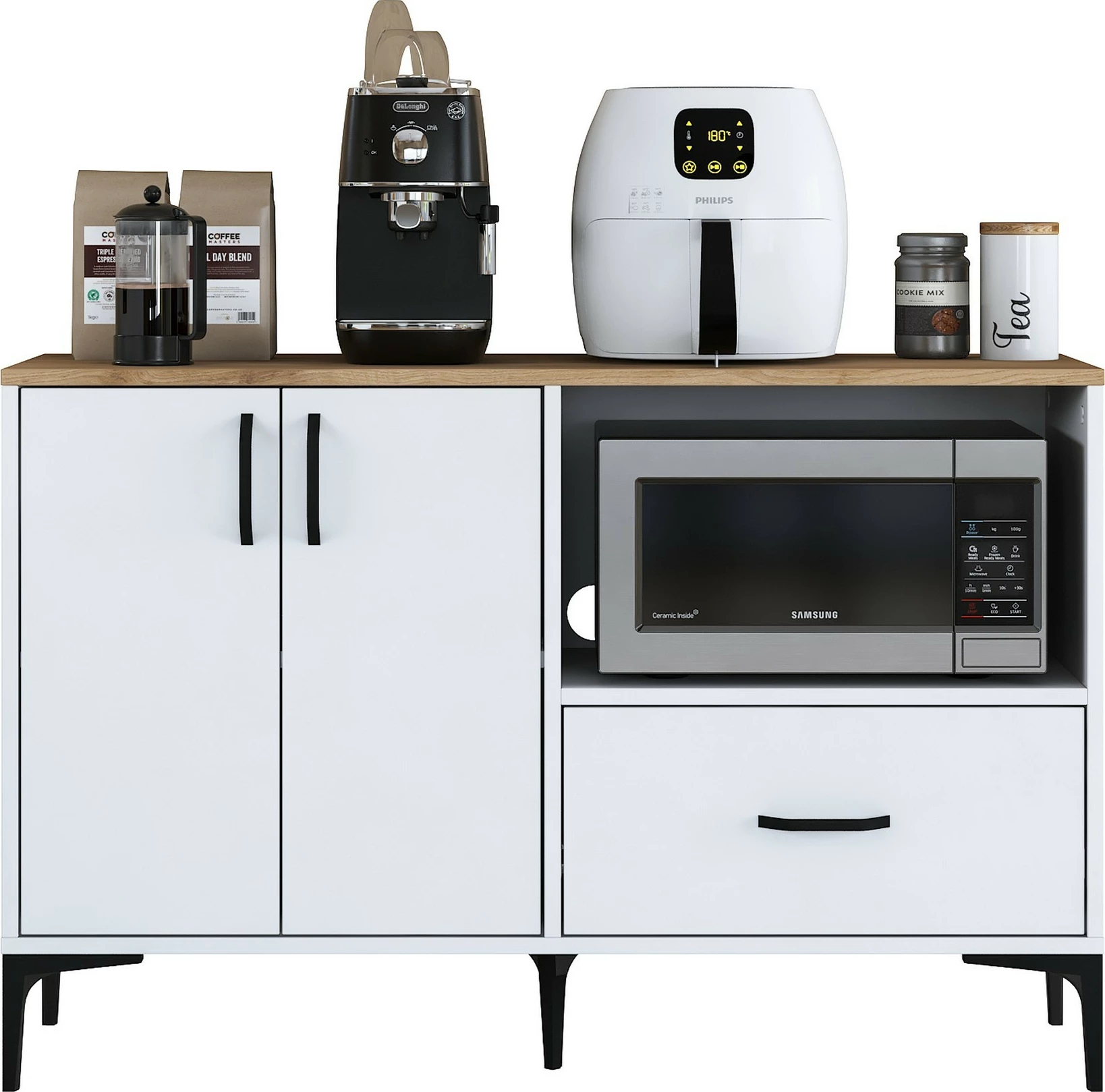 Dollap multifunksional, ngjyrë e bardhë dhe arre, JE161 - 3264