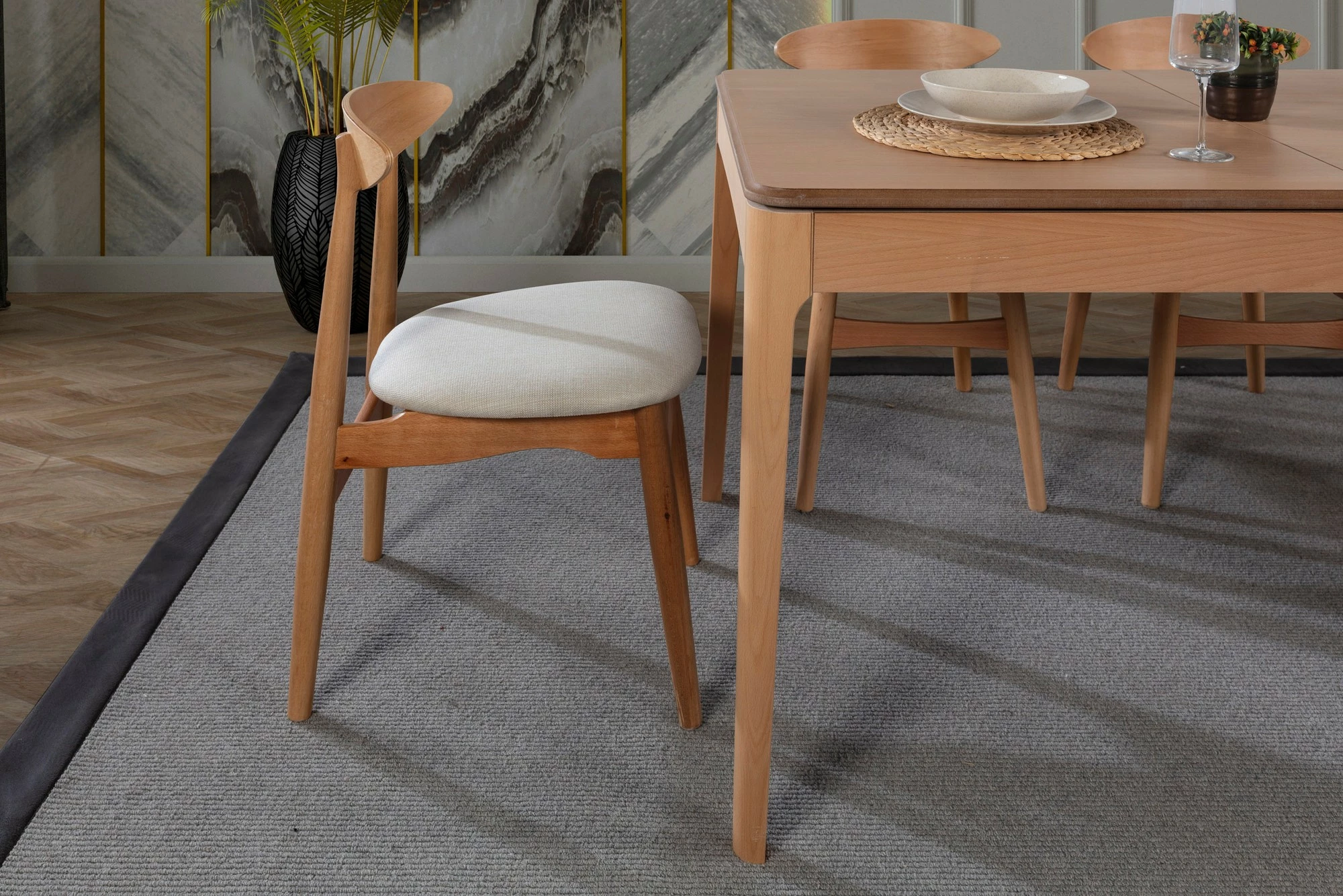 Set tavolinë me karrige për ngrënie, zgjatshme, 5 pjesë, Skye Decor, Albero149