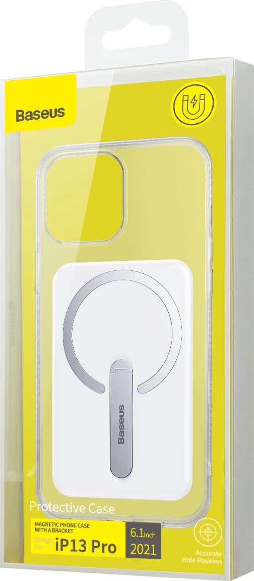 Mbështjellës magnetik Baseus për iPhone 13 Pro 6.1" (2021), me mbajtëse, Transparent