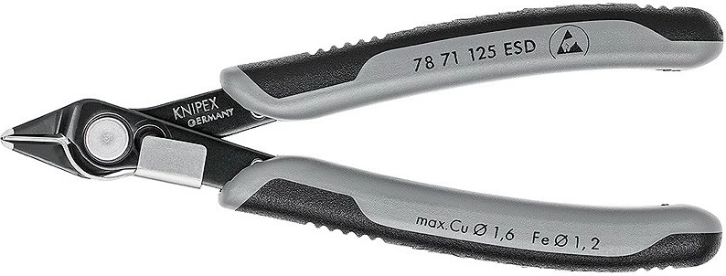 Kërrusëse diagonale Knipex 78 71 125 ESD, 125mm, çelik inox, dorezë plastike, e zezë/gri
