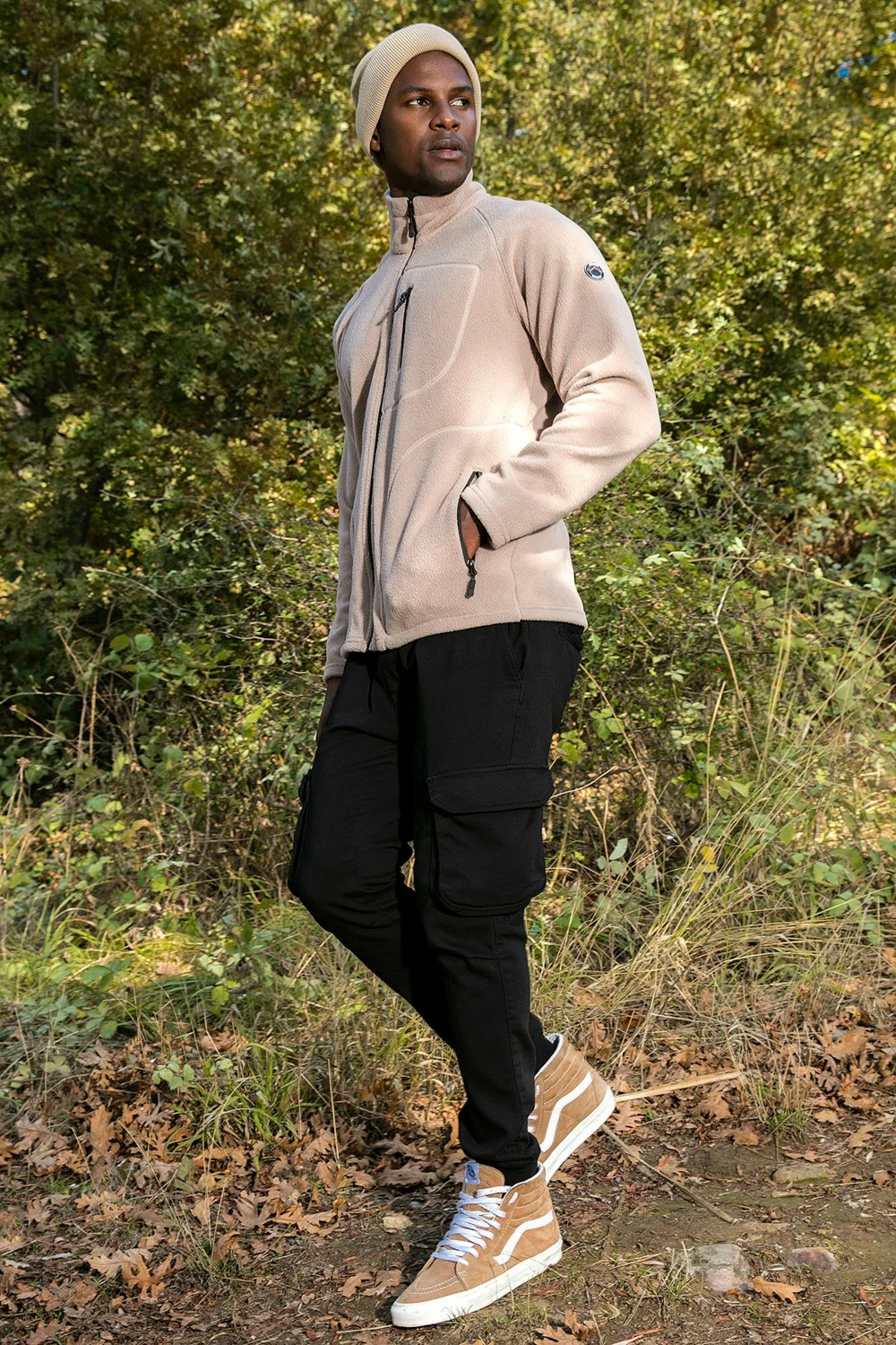 Xhemper për meshkuj Buratti, Fleece Cardigan, ngjyrë bezhë