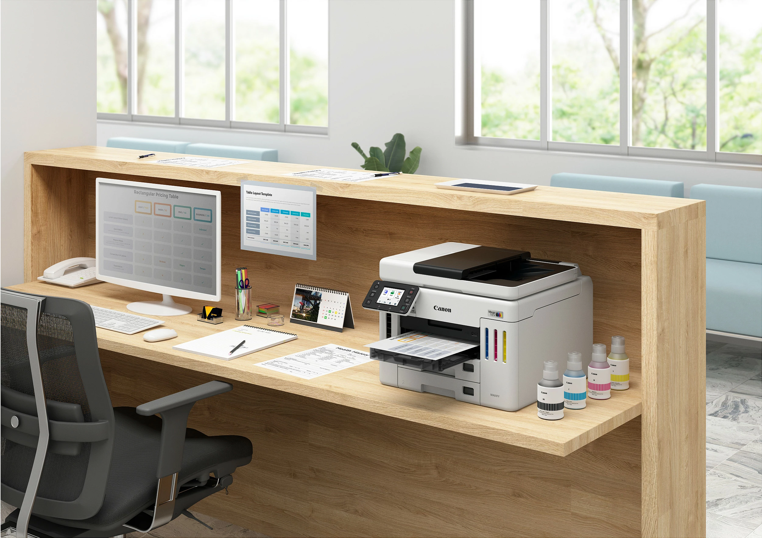Printer multifunksional Canon MAXIFY GX7150, Inkjet MegaTank, A4, duplex, ADF 50 fletë, Ethernet, bardhë/zi