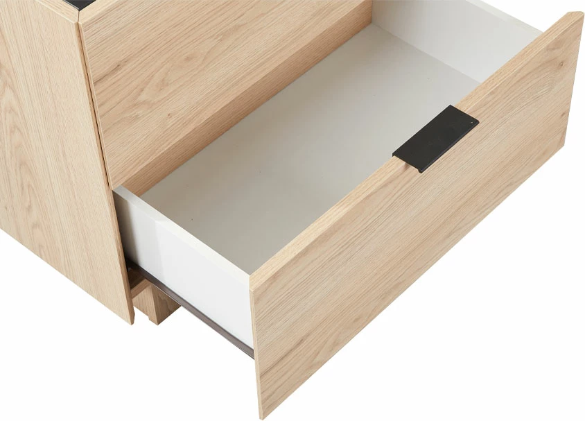 Komodinë Cubius me 2 sirtarë, ngjyrë natyrale, 58x39x54.2cm