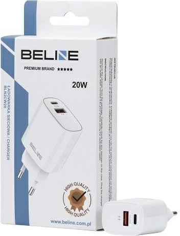 Karikues muri Beline BLN2CB20, 20W, 1x USB-C, 1x USB-A, Bardhë
