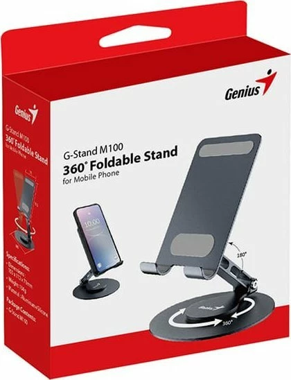 Mbajtëse telefoni dhe tableti Genius G-Stand M100, e zezë, alumin / silikon