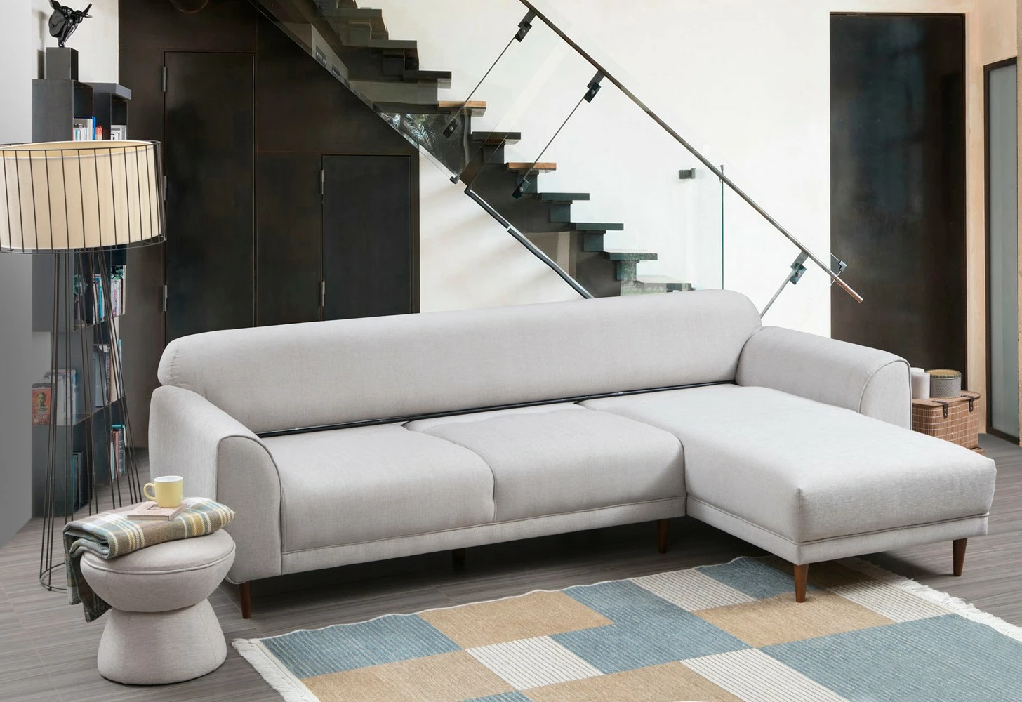 Kënd divan-krevat Atelier del Sofa, kënd i djathtë, bezhë