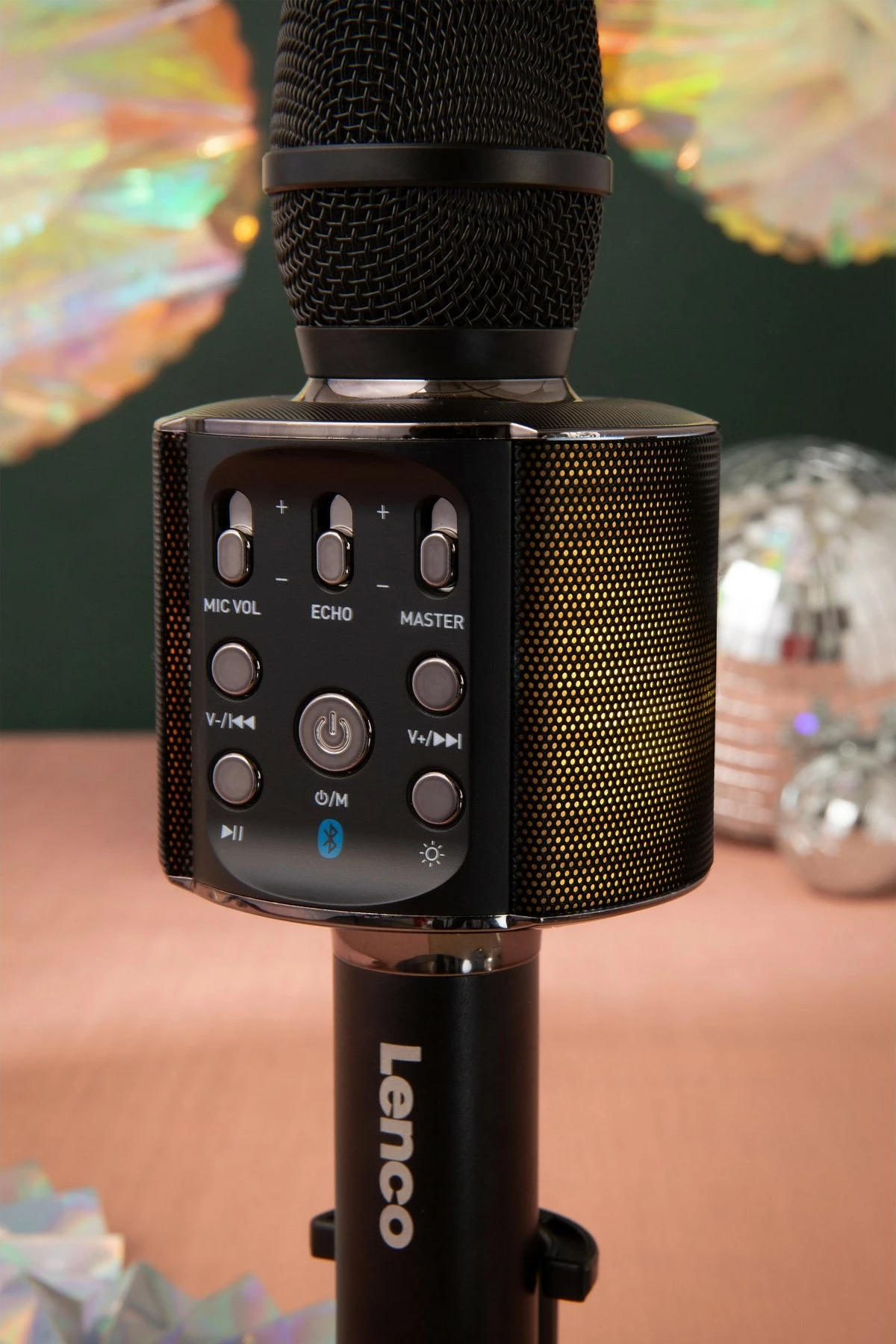 Mikrofon karaoke Lenco BMC-090, Bluetooth, altoparlant i integrum, i zi
