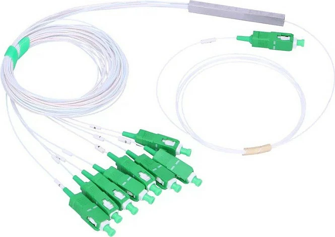 Splitter optik Extralink PLC 1:8 SC/APC, 900µm, 1.5m, gjelbër/bardhë