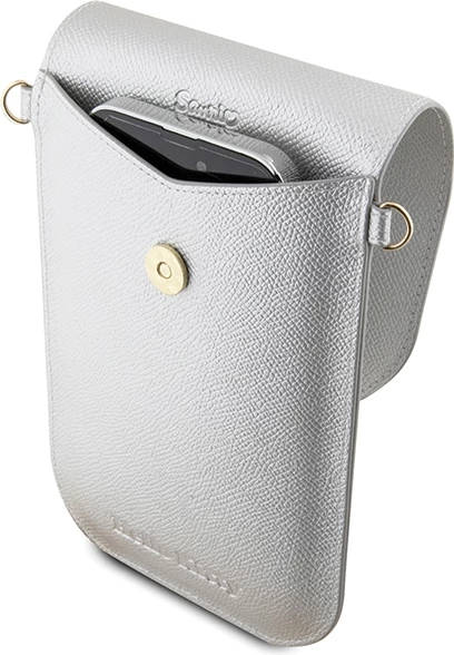 Mbështjellës Hello Kitty Leather Metal Logo Chain për celular, lëkurë artificiale, argjend