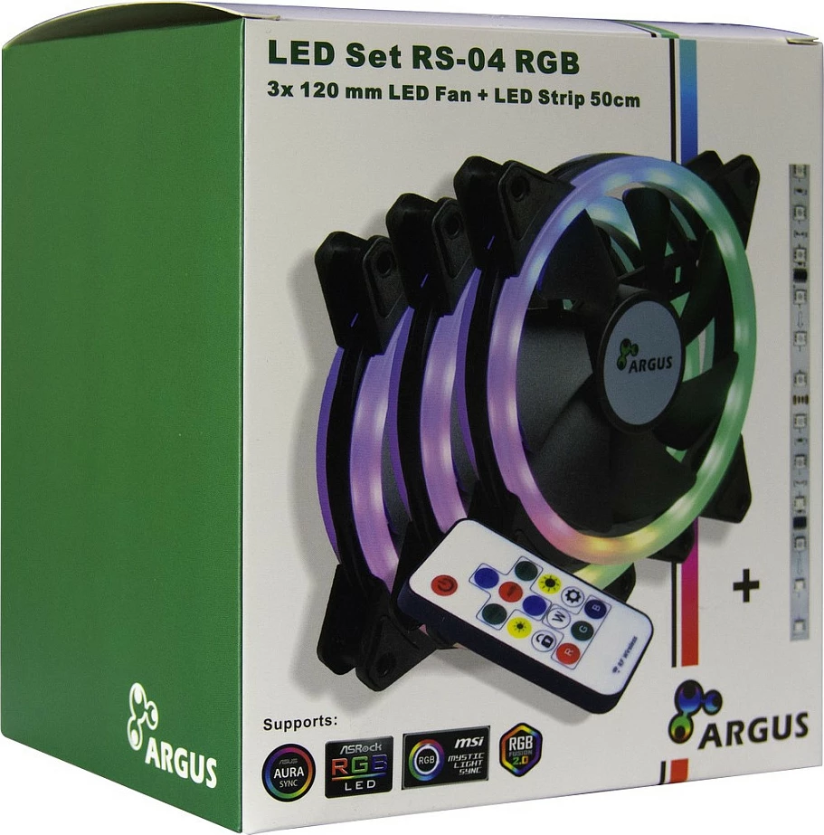 Set ventilatorë RGB Inter-Tech Argus RS-04, 3x 120mm + shirit LED 50cm