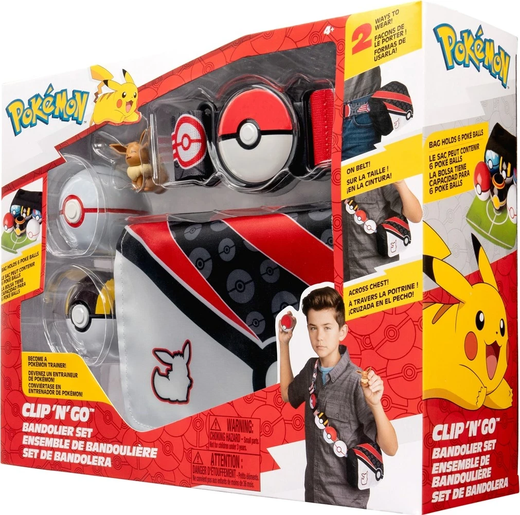 Set bandolierë Pokemon Jazwares PKW3650, me figurë Eevee dhe Pokeball, Seria 5