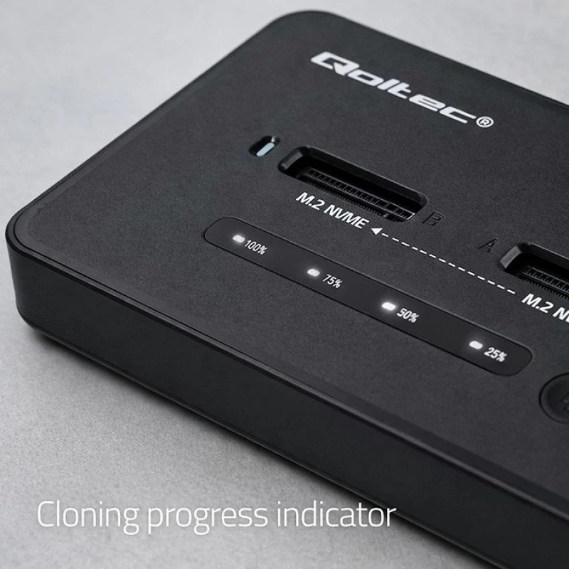 Stacion docking SSD Qoltec M.2 NVMe, USB-C, 20Gb/s, dual 2x8TB
