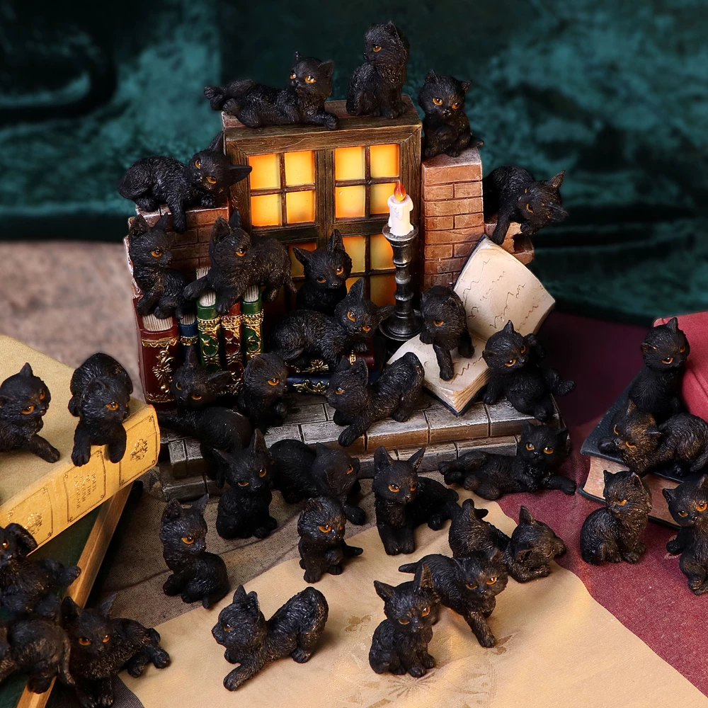 Figurinë dekorative mace NEMESIS NOW The Witches Litter, rezinë, e pikturuar me dorë, assorted, e zezë, 1 copë