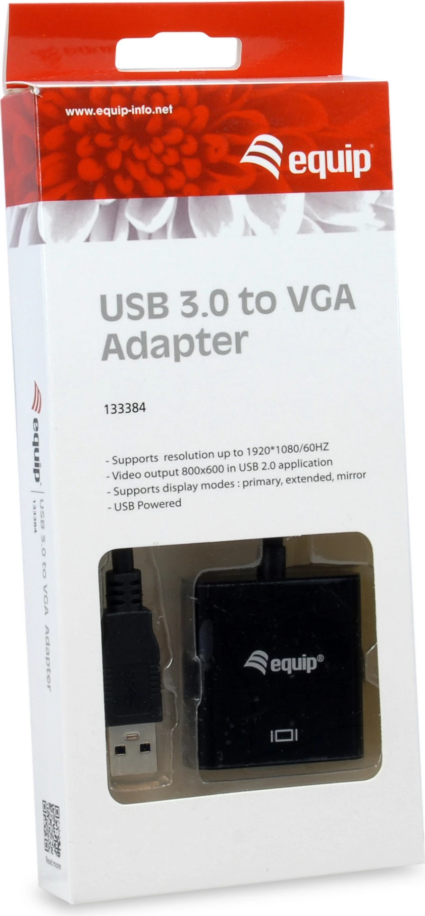 Adapter USB 3.0 në VGA Equip 133384, 1920x1080, i zi
