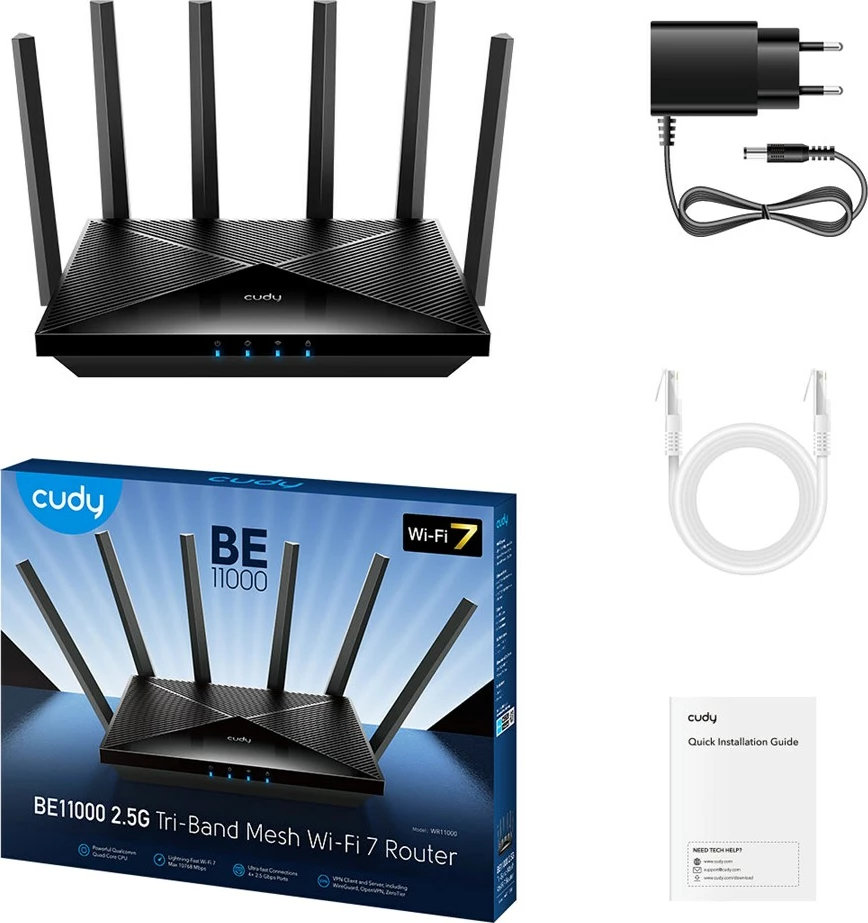 Router Wi-Fi 7 CUDY WR6500H, 2.5G, i zi
