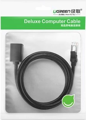 Kabllo zgjatëse Ethernet UGREEN Cat6 UTP 5m, e zezë, 1 copë (polybag)
