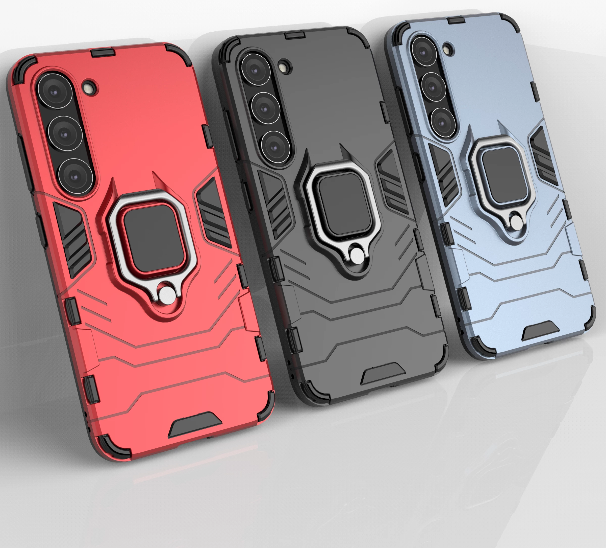 Mbështjellës Hurtel Ring Armor për Samsung Galaxy S23, me unazë metalike, i zi