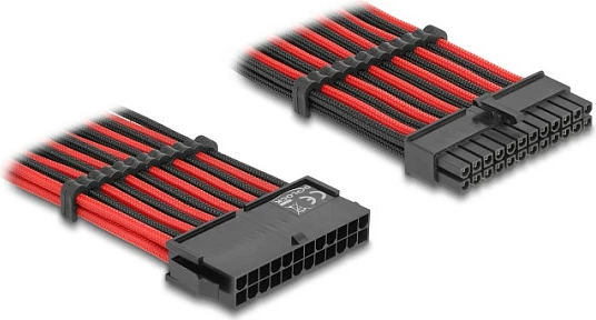 Kabllo zgjatues ATX 24-pin DeLOCK 80973, 0.3 m, Male-Female, kuqe/zi